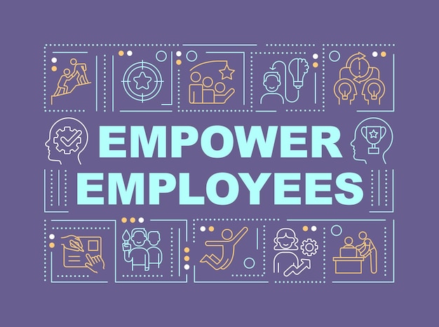 Empower employees word concepts violet banner