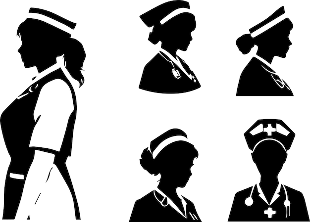 Vector empowered nurse simple vector silhouette art