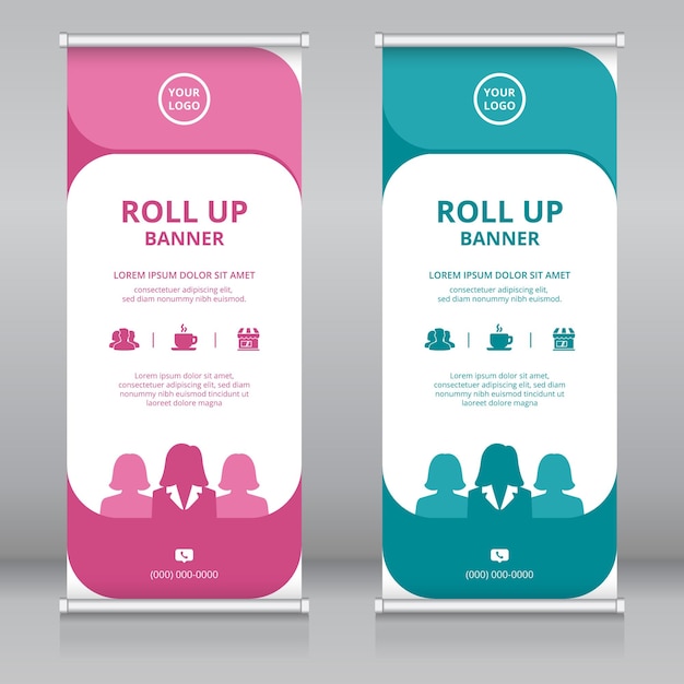 Empowerment van vrouwen of zakelijke vrouwen thema moderne roll-up bannersjabloon