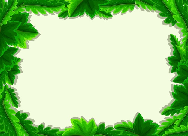 Empty background with green leaves frame