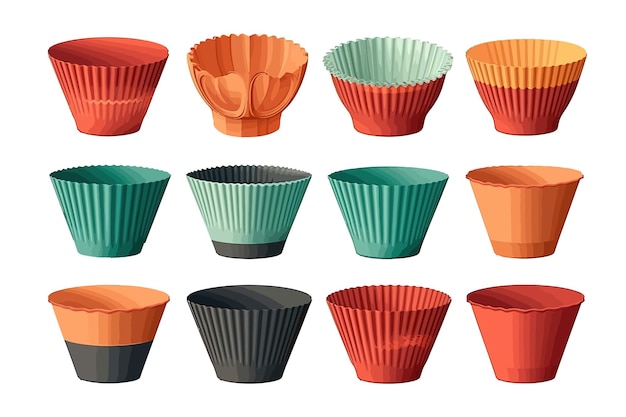 Empty baking cups Isolated on background Cartoon vector illustration