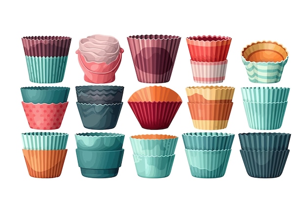 Empty baking cups isolated on background cartoon vector illustration