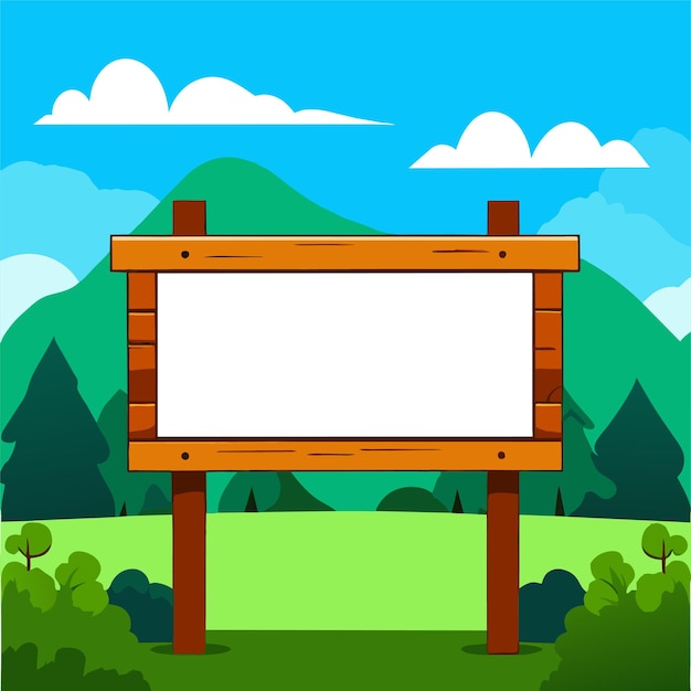 Vector empty banner board in nature park scenery vector illustration