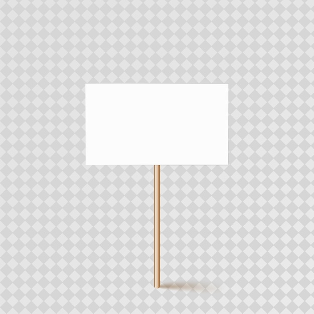 Vector empty banner layout on a wooden stick on a transparent background