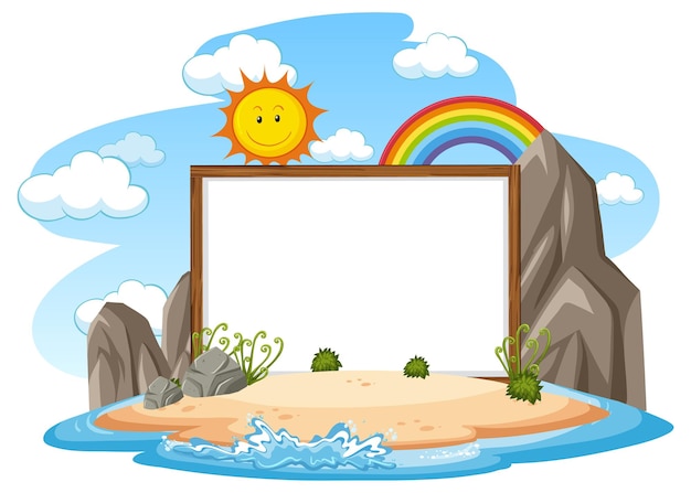 Empty banner template with summer beach element isolated