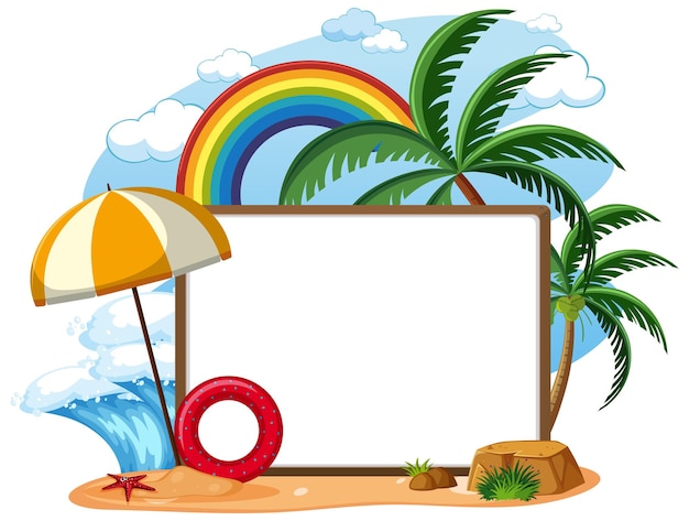 Empty banner template with summer beach element isolated