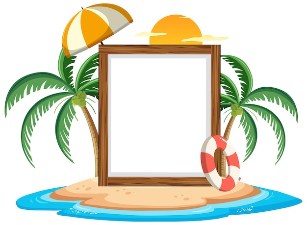 Vector empty banner template with summer beach element isolated