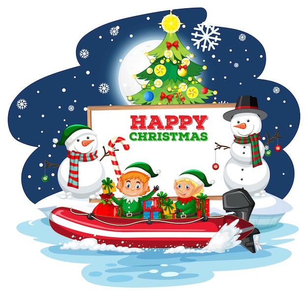 Vector empty banner with children in christmas costume