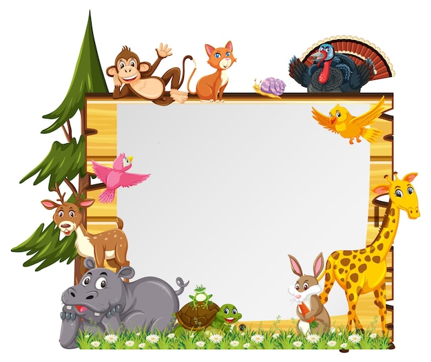 Vector empty banner with various wild animals