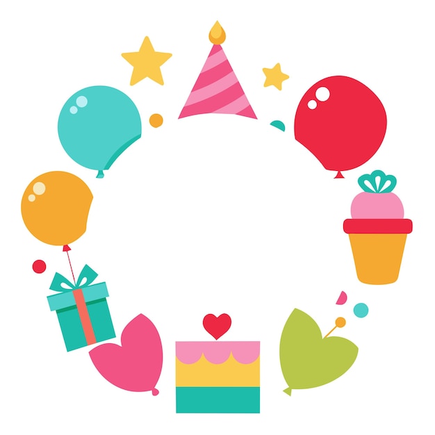 Empty Birthday Picture Collage Vector Illustration