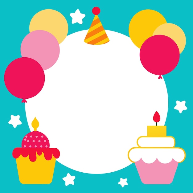 Empty Birthday Picture Collage Vector Illustration