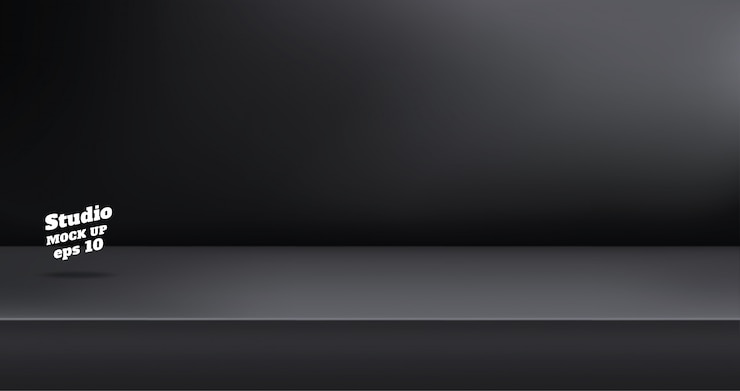 Vector empty black color studio table room background