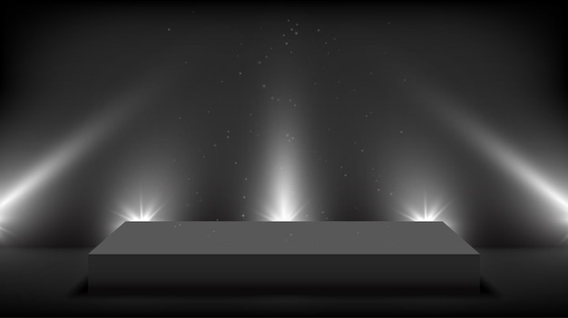 Вектор Пустая сцена черного квадрата с прожекторами