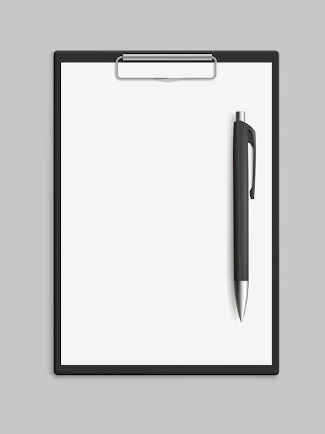 Empty blank clipboard with pen