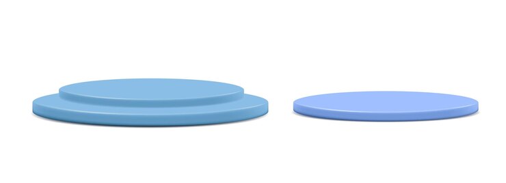 Vector empty blue round pedestal. blue circle award winning podium for extraordinary luxury product.