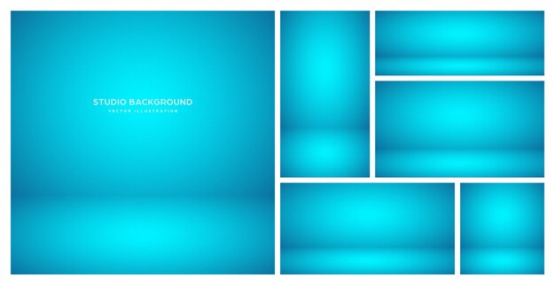 Empty blue studio abstract backgrounds with spotlight effect product showcase backdrop stage