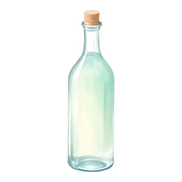 Empty Bottle Isolated Detailed Hand Drawn Painting Illustration