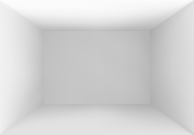 Empty box top view White studio interior background Vector