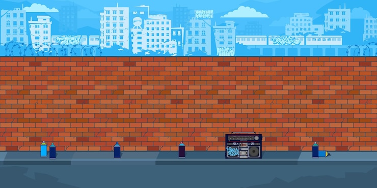 Vector 도시 벡터 일러스트 템플릿의 배경으로 빈 벽돌 벽