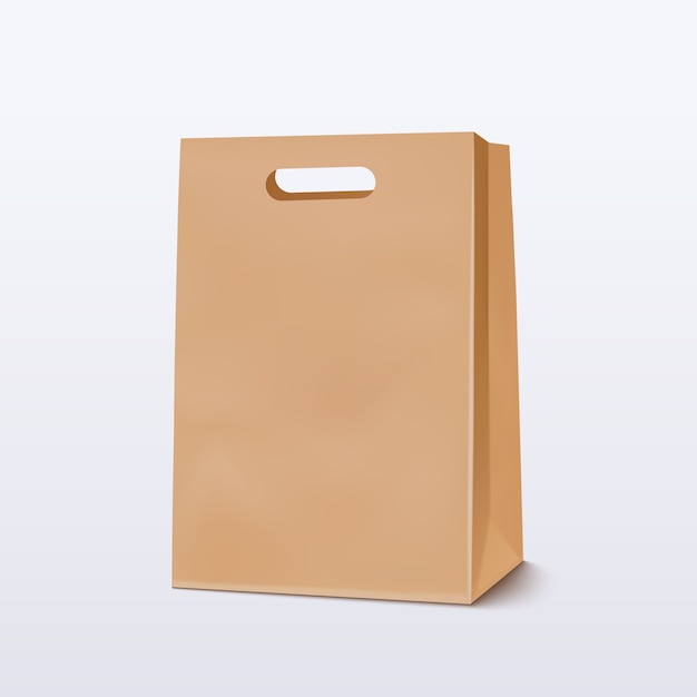 Empty Brown Shopping Bag for advertising and branding.  illustration 