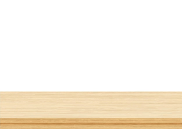 Vector empty brown wood table top isolated on white background