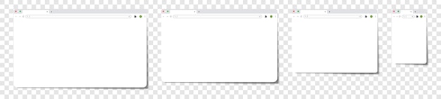 Vettore finestra del browser vuota su sfondo trasparente, finestra del browser vuota realistica con ombra