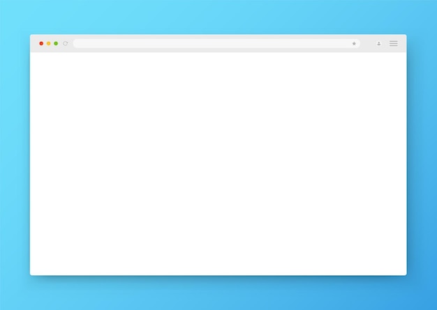 Vettore una finestra vuota del browser in bianco su uno sfondo blu