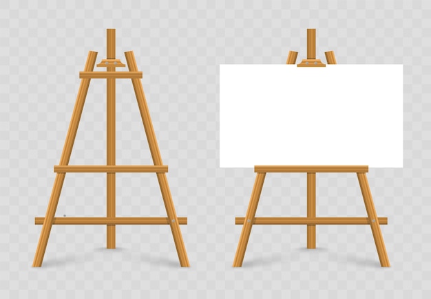 Empty canvas on wooden easel wooden brown easel