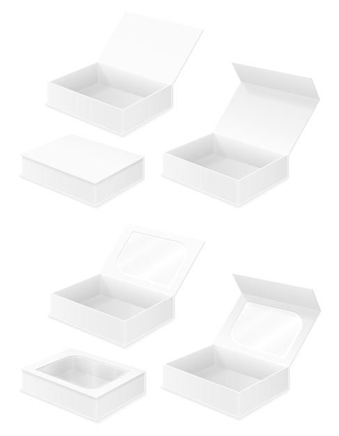 Scatola di cartone vuota che imballa modello in bianco per l'illustrazione di vettore di riserva di progettazione