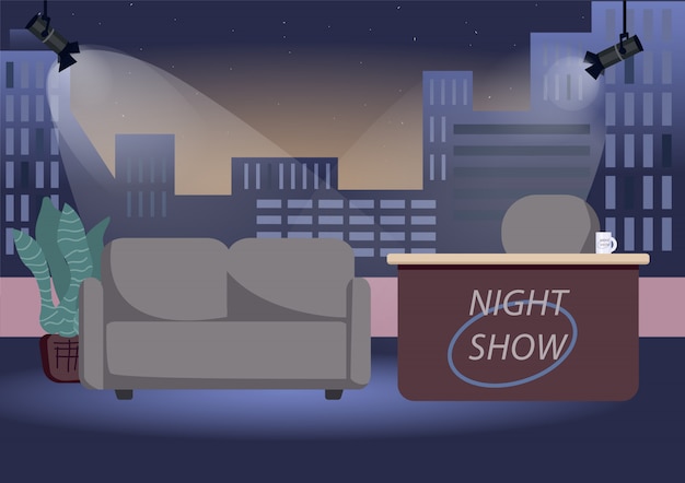 Vector empty chat show studio  color  illustration