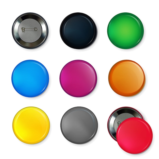 Vector empty circle badges or buttons at different colors.