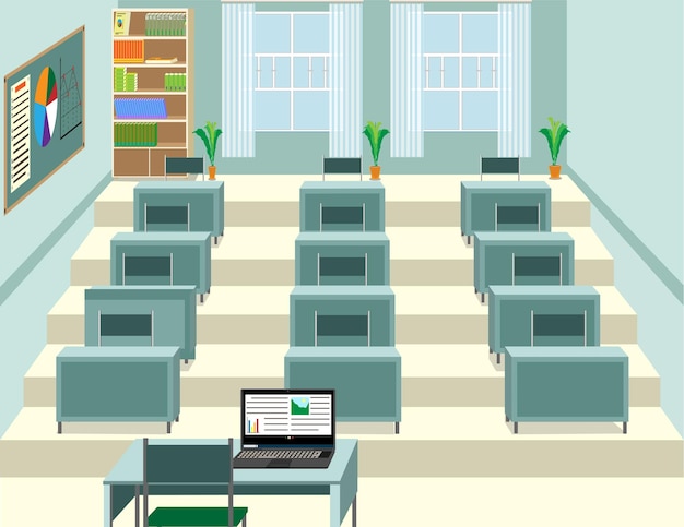 empty classroom vector 3d illustration