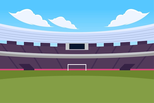 Empty Day Time Football Soccer Field Stadium Detailed Vector Illustration for Background