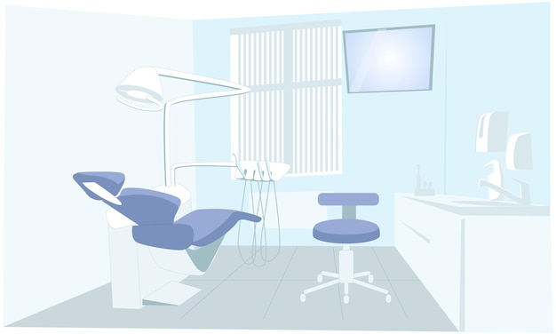 Vector empty dental office medicine and equipment flat illustration