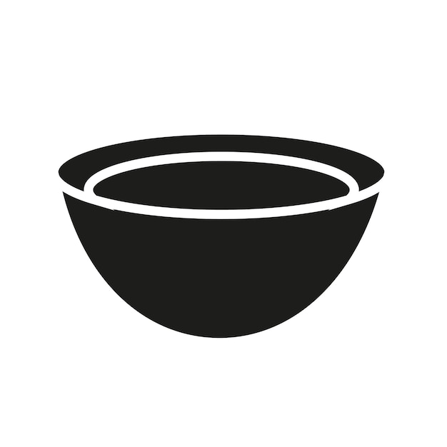 Empty dish plate bowl for food isolated black icon Silhouette Vector graphics illustration
