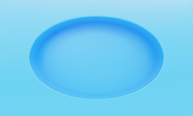 Empty elliptic niche or shelf on blue wall 3D mockup