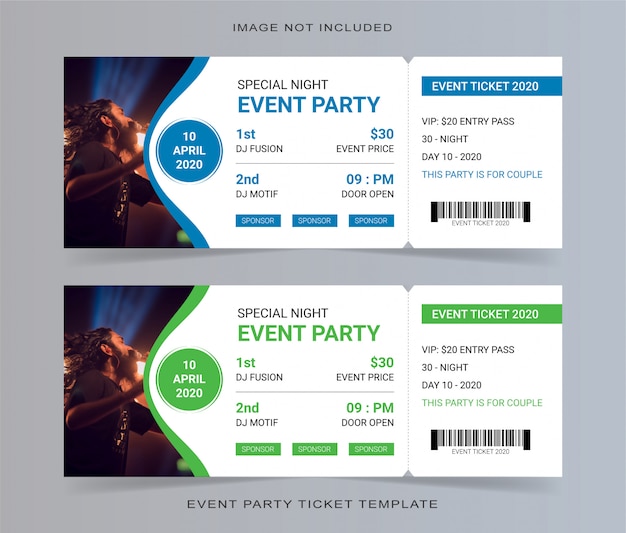 Vector empty event party ticket template invitation coupon