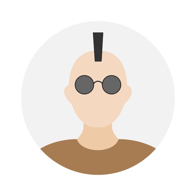 Vector empty face icon avatar with iroquois and sunglasses vector illustration