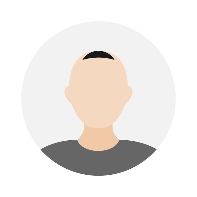 Пустой аватар значка лица с маленькой челкой Векторная иллюстрация