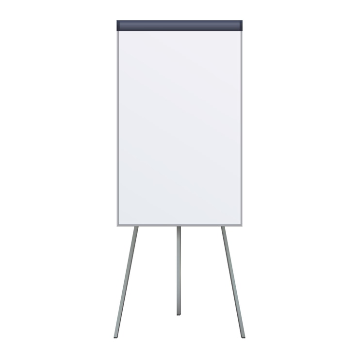 Vector empty flip chart blank on tripod over white background office whiteboard for business training in office