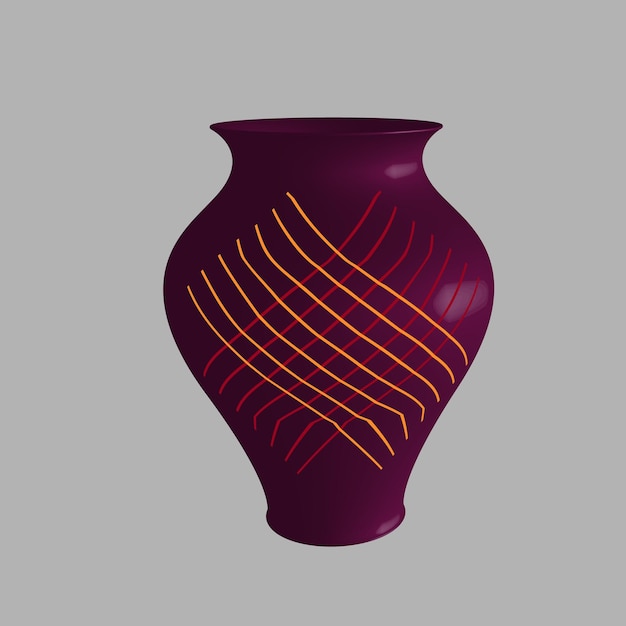 empty flower vase 3d vector isolated on white background