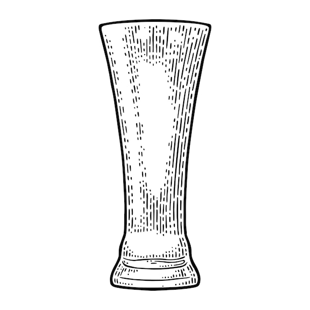 Empty glass beer Vector engraving black vintage