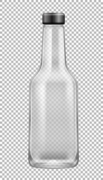 Vector empty glass bottle with lid on transparent background