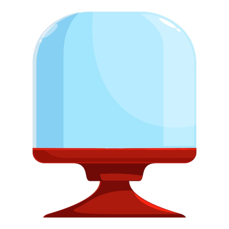 Vector empty glass dome display case standing on red tray