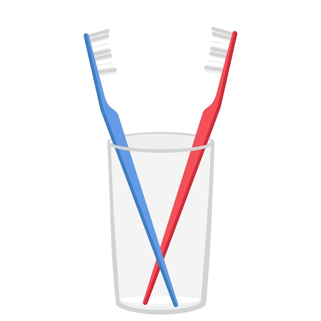 Empty glass and toothbrush