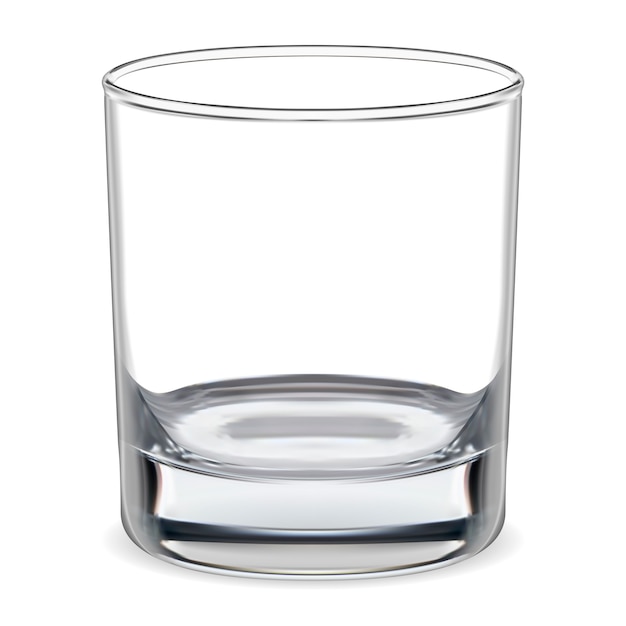 Empty glass. Transparent whiskey glass. Glassware