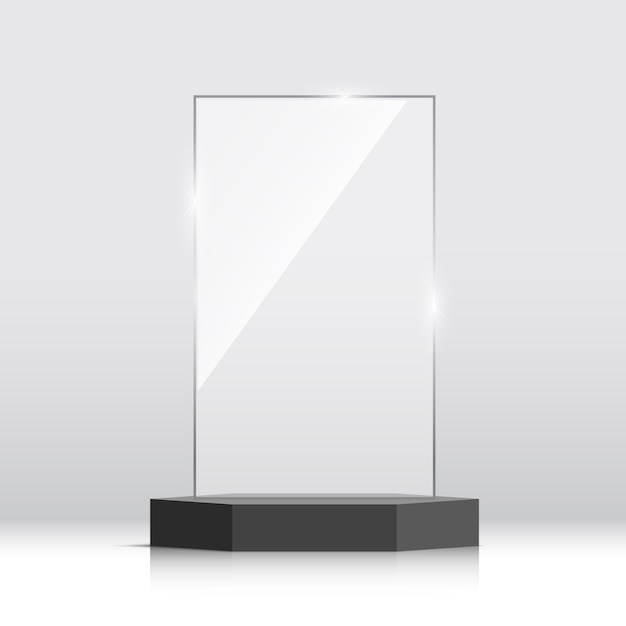 Empty glass trophy award.  illustration.