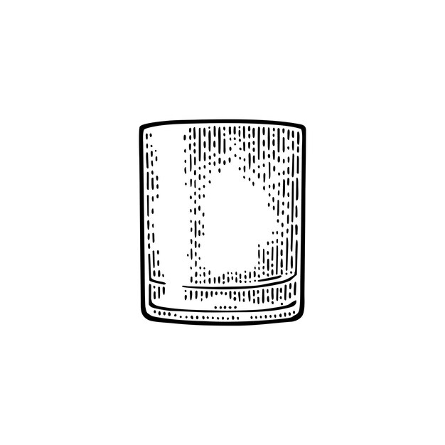 Empty glass whiskey Vector engraving black vintage