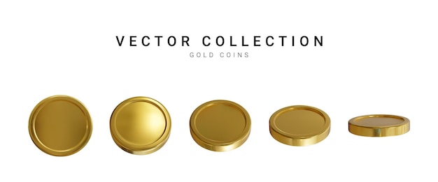 Пустые золотые монеты на белом фоне падающие или летающие деньги концепция наличных сокровищ векторная иллюстрация