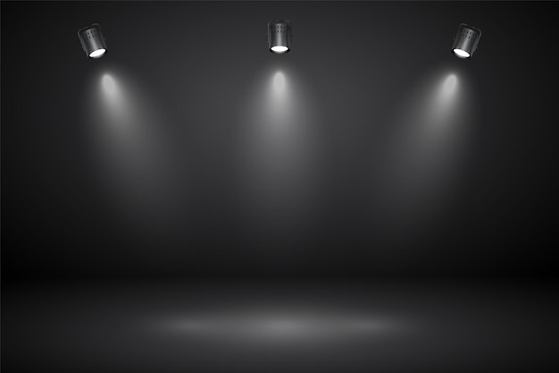 Vector empty gray studio abstract background with spotlights product showcase backdrop